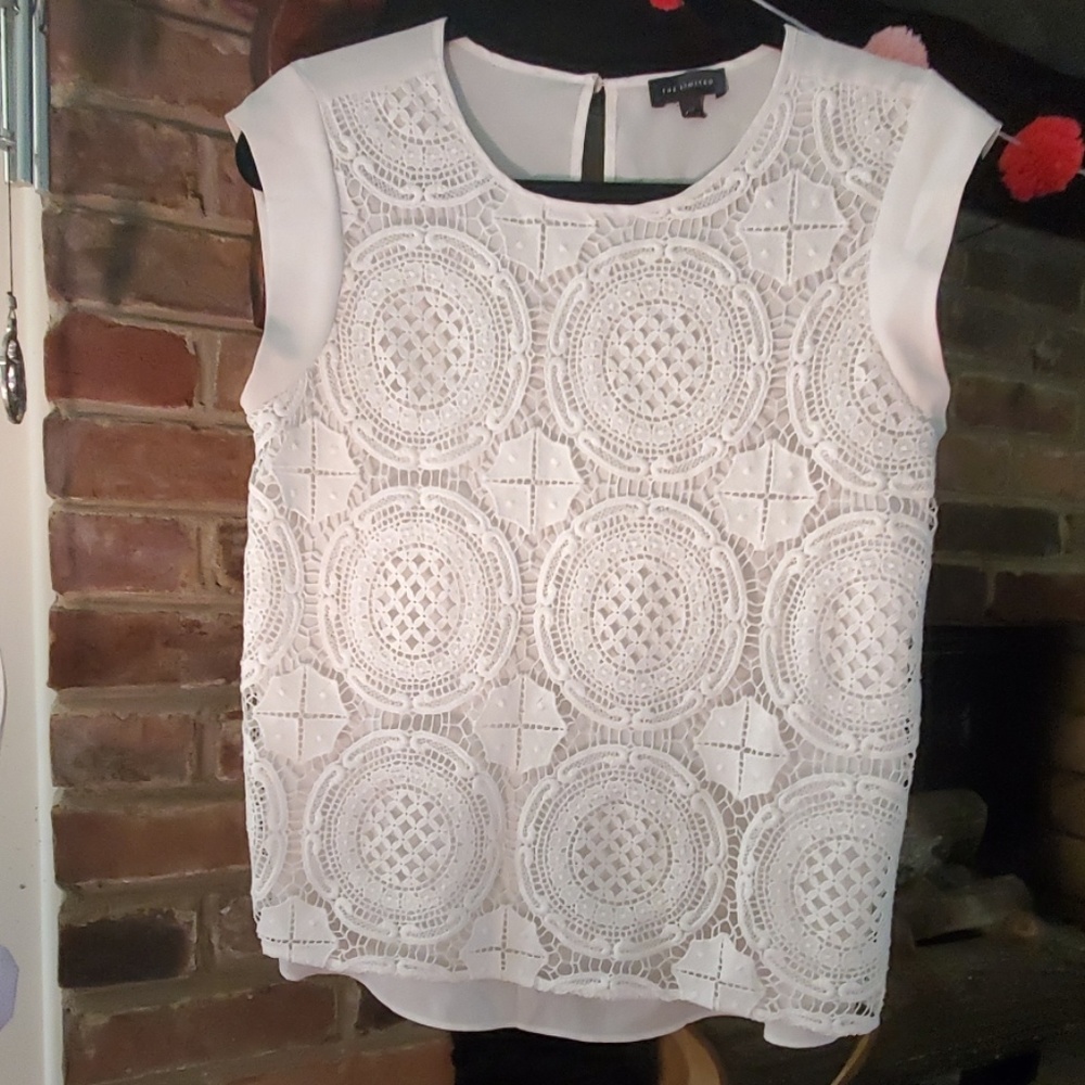 White Blouse with Knitted Overlay